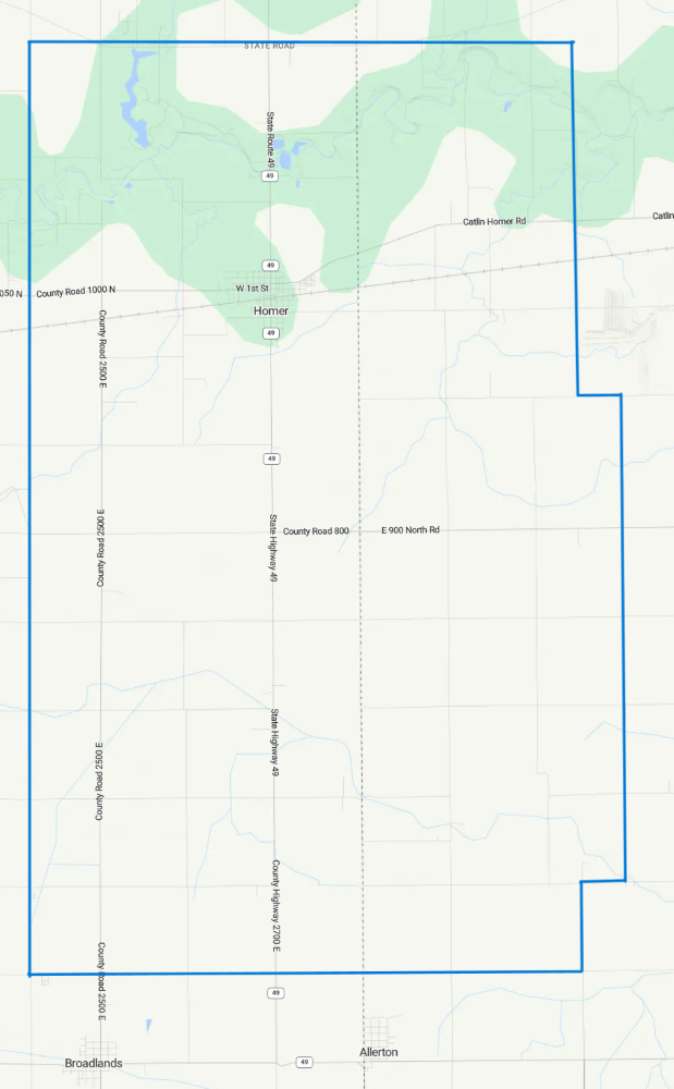 Map of the extent of the Homer Fire Protection District